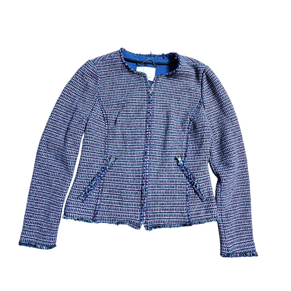 Rebecca Taylor Tweed Fringe Zip Front Jacket 4 Workwear Corpcore Office Siren
